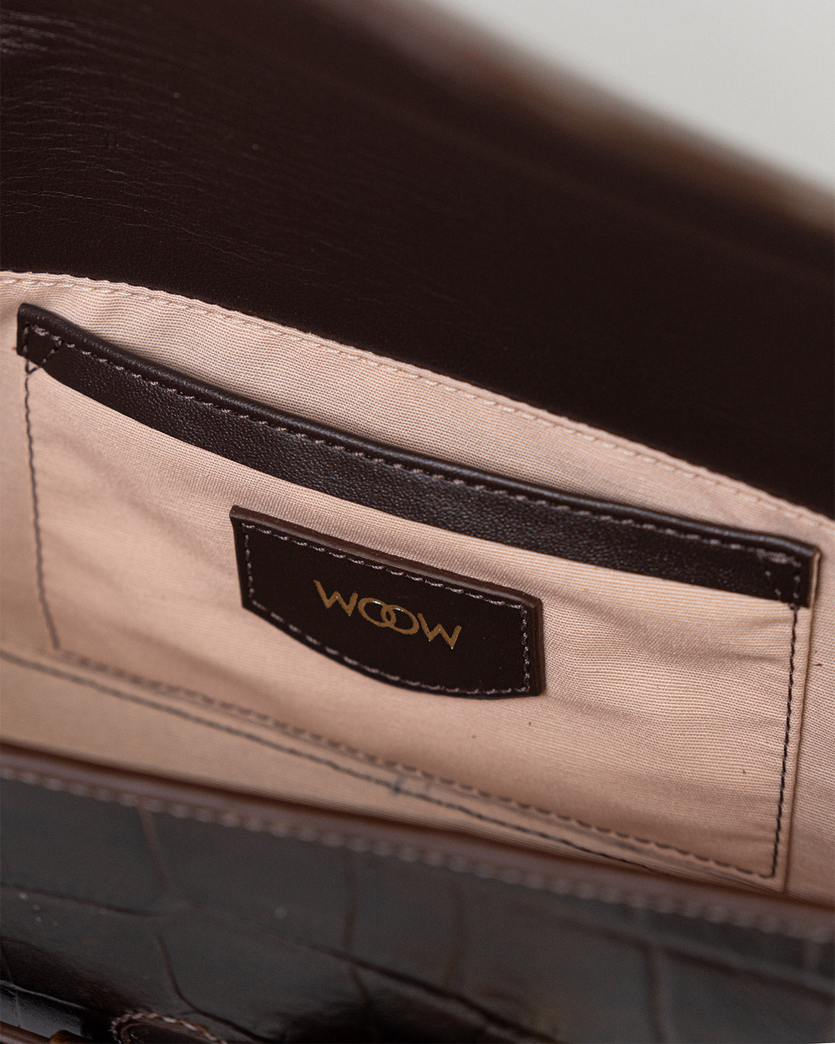 Bolsa Baguette Olivia Média Couro Croco Ambar WOOW