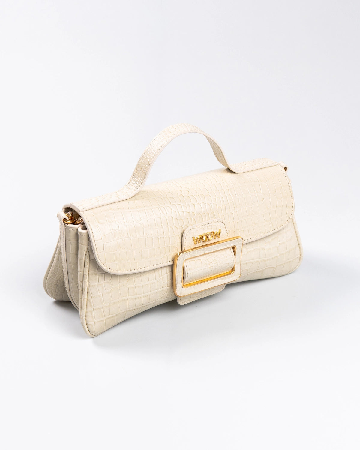 Bolsa Média Charlote Couro Off White WOOW