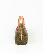 Bolsa Média Flora Couro Textura Floral Verde Oliva WOOW