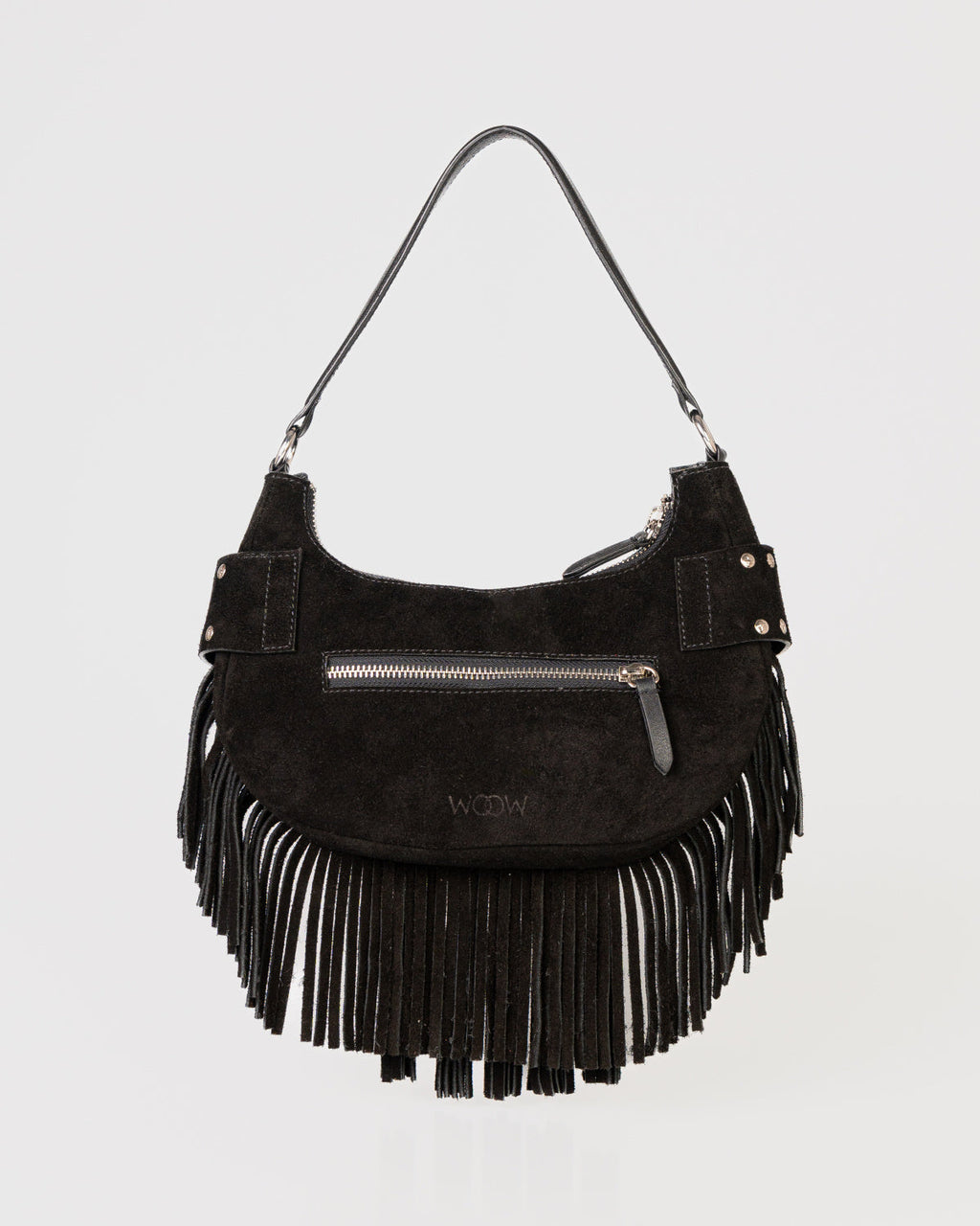 Bolsa Western Denver em Couro Preto com Franjas WOOW