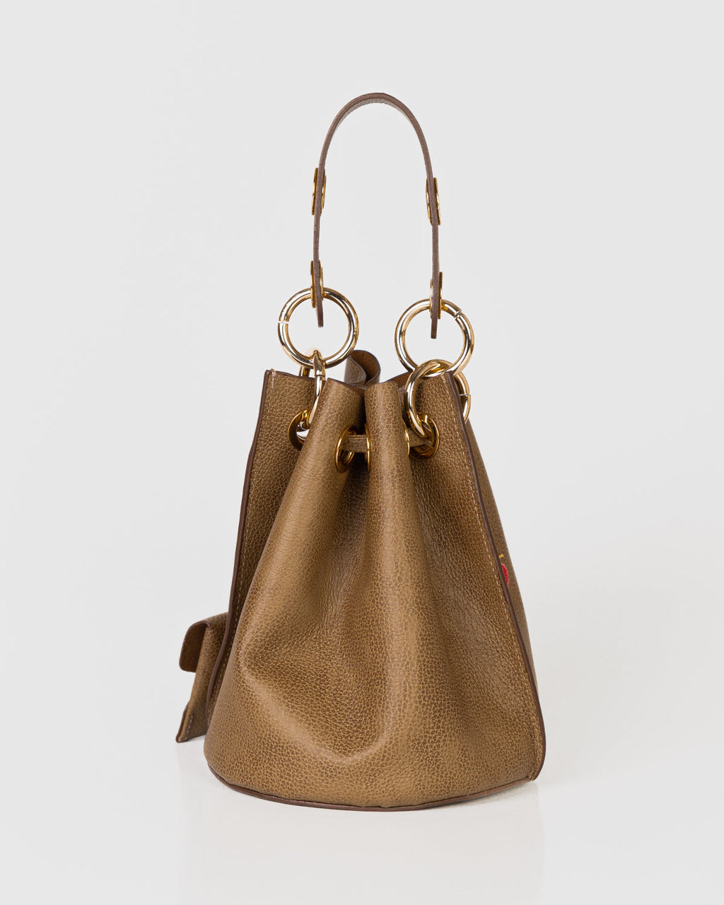 Bolsa Bucket Livia em Couro Oliva WOOW