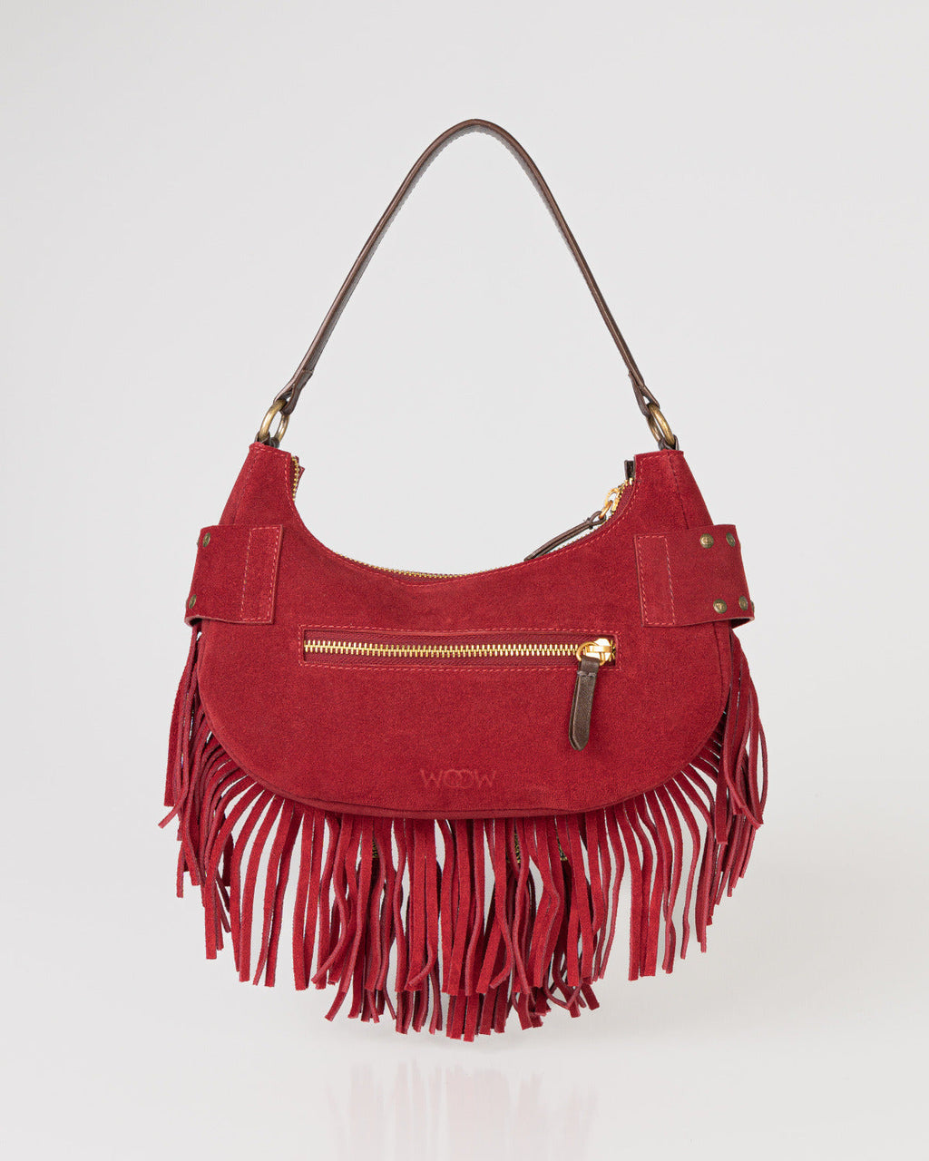 Bolsa Western Denver em Couro Vermelho com Franjas WOOW