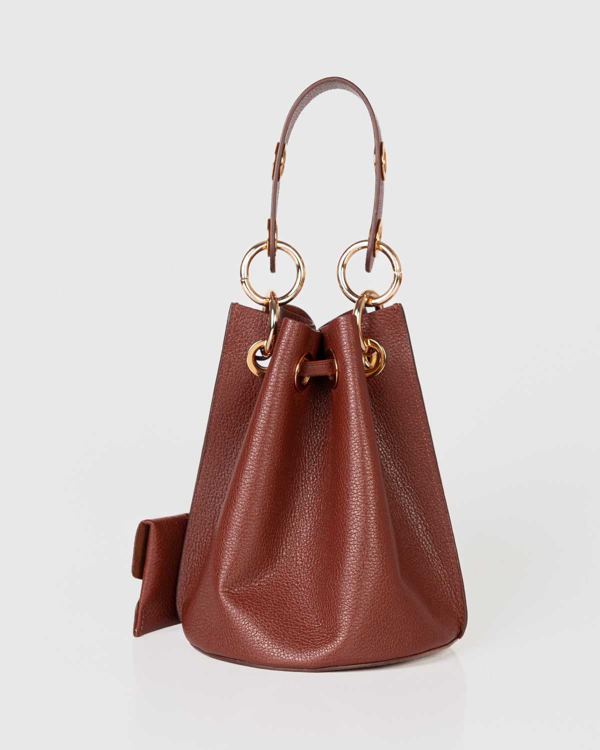 Bolsa Bucket Livia em Couro Chocolate WOOW