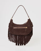 Bolsa Western Denver em Couro Café com Franjas WOOW