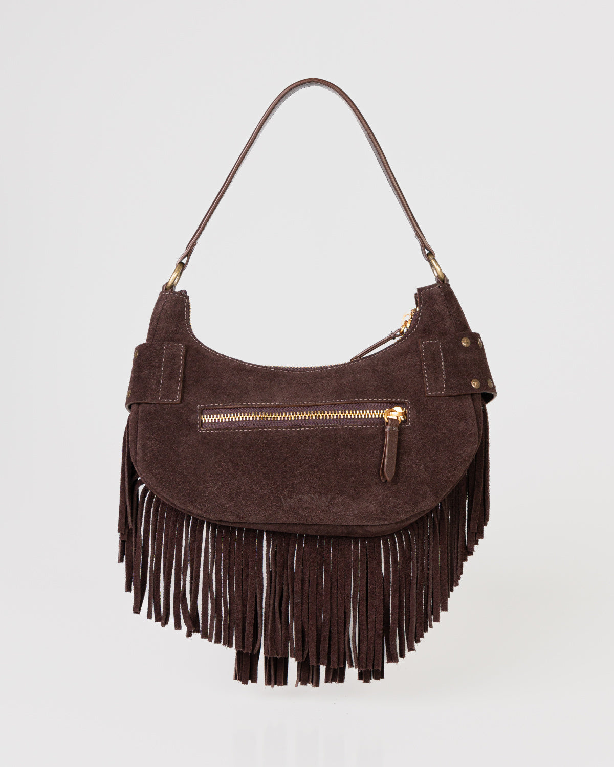 Bolsa Western Denver em Couro Café com Franjas WOOW