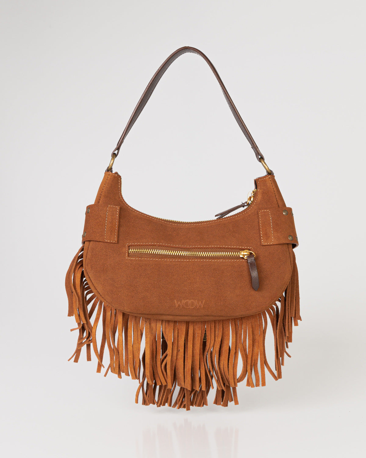 Bolsa Western Denver em Couro Camel com Franjas WOOW