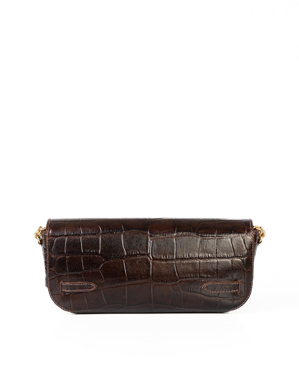 Bolsa Baguette Olivia Média Couro Croco Café WOOW