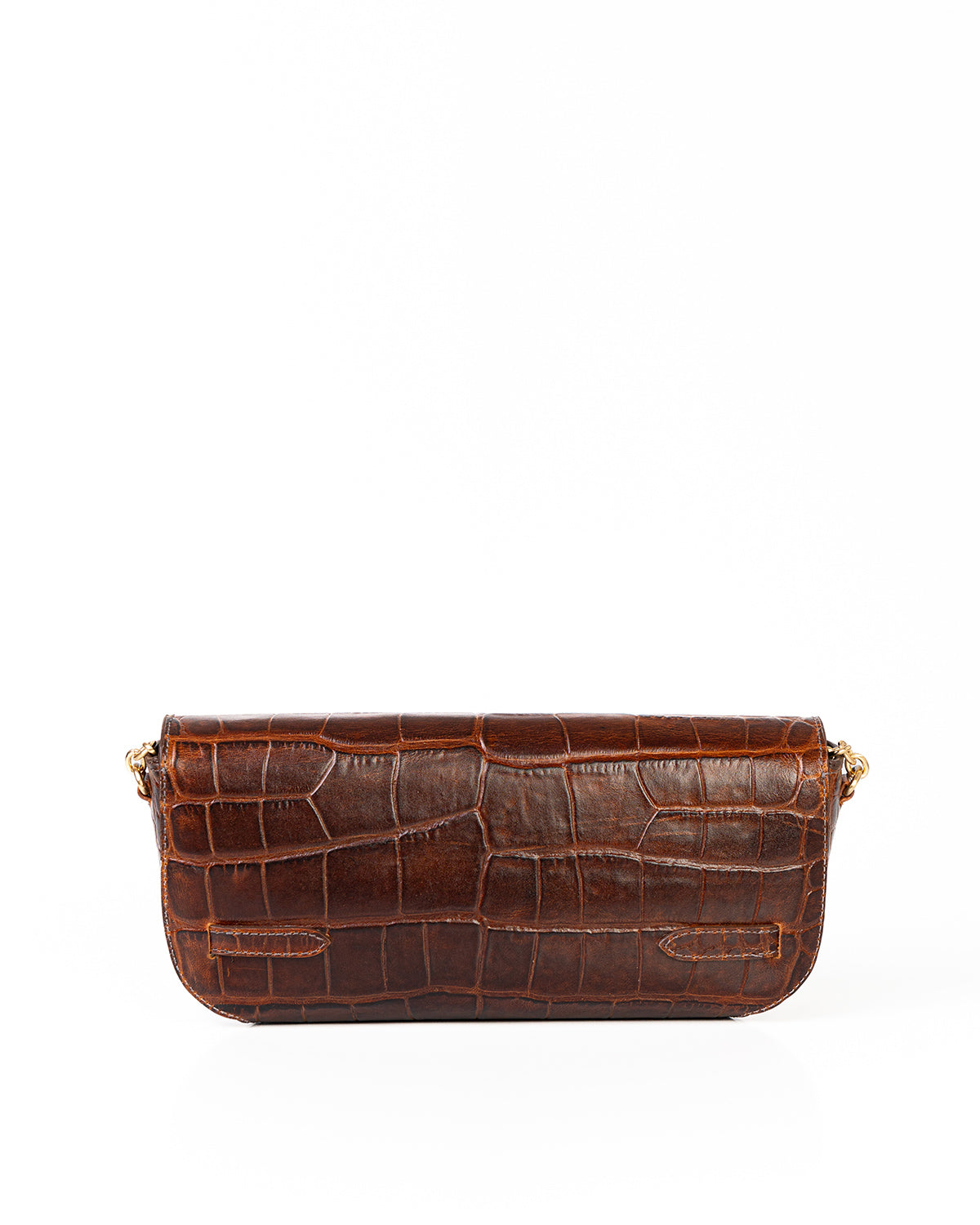 Bolsa Baguette Olivia Média Couro Croco Ambar WOOW