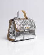 Bolsa Pequena Aurora Couro Croco Silver WOOW