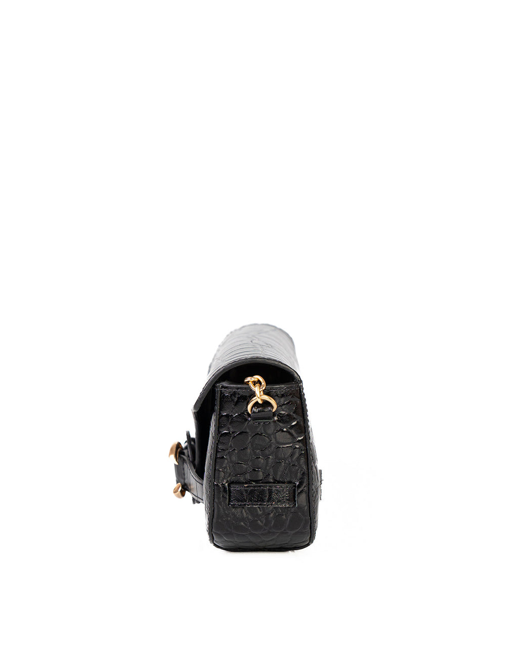 Bolsa Baguette Olivia Média Couro Croco Preto WOOW