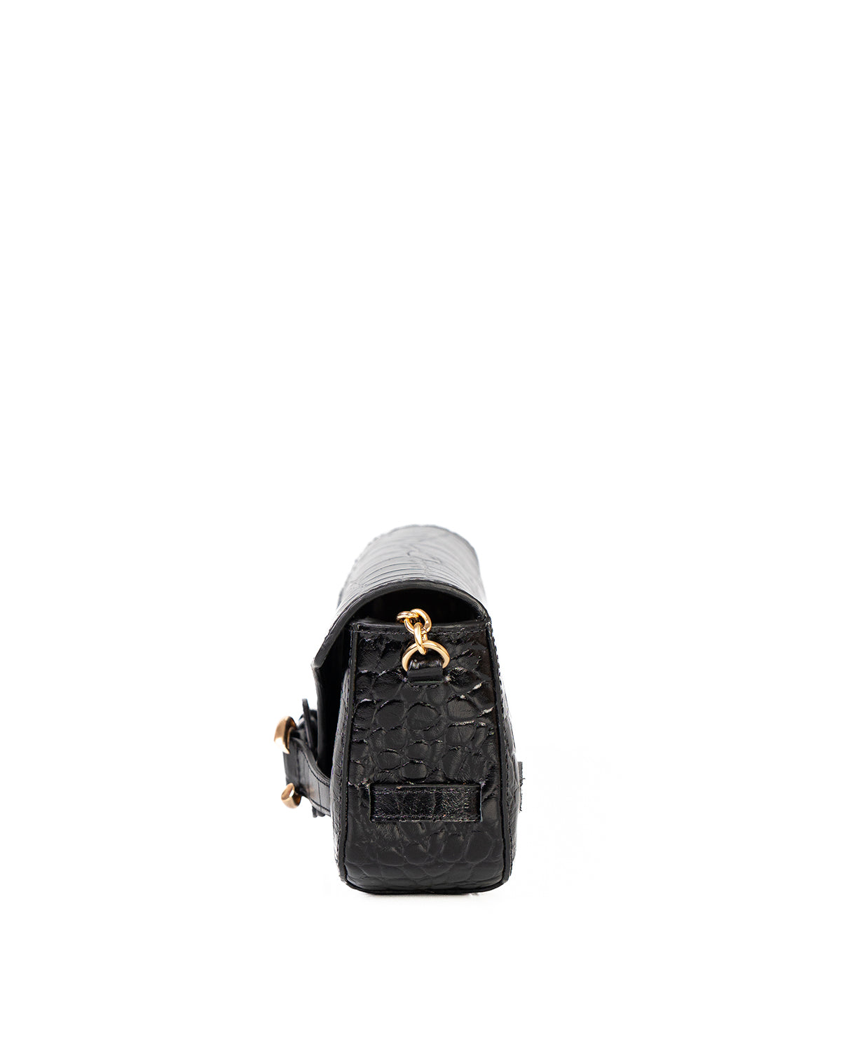 Bolsa Baguette Olivia Média Couro Croco Preto WOOW