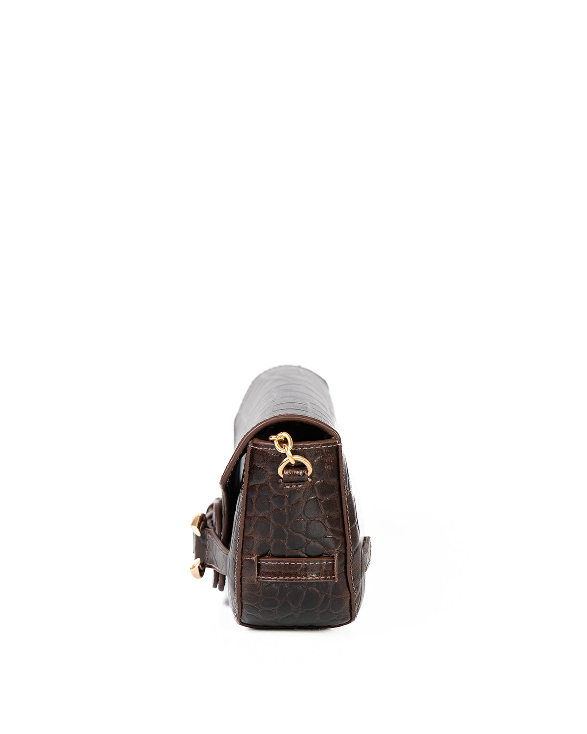 Bolsa Baguette Olivia Média Couro Croco Café WOOW