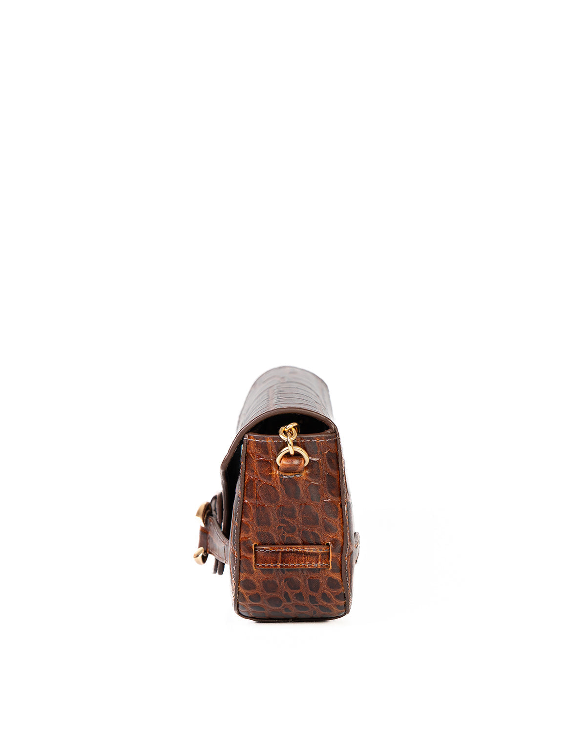 Bolsa Baguette Olivia Média Couro Croco Ambar WOOW