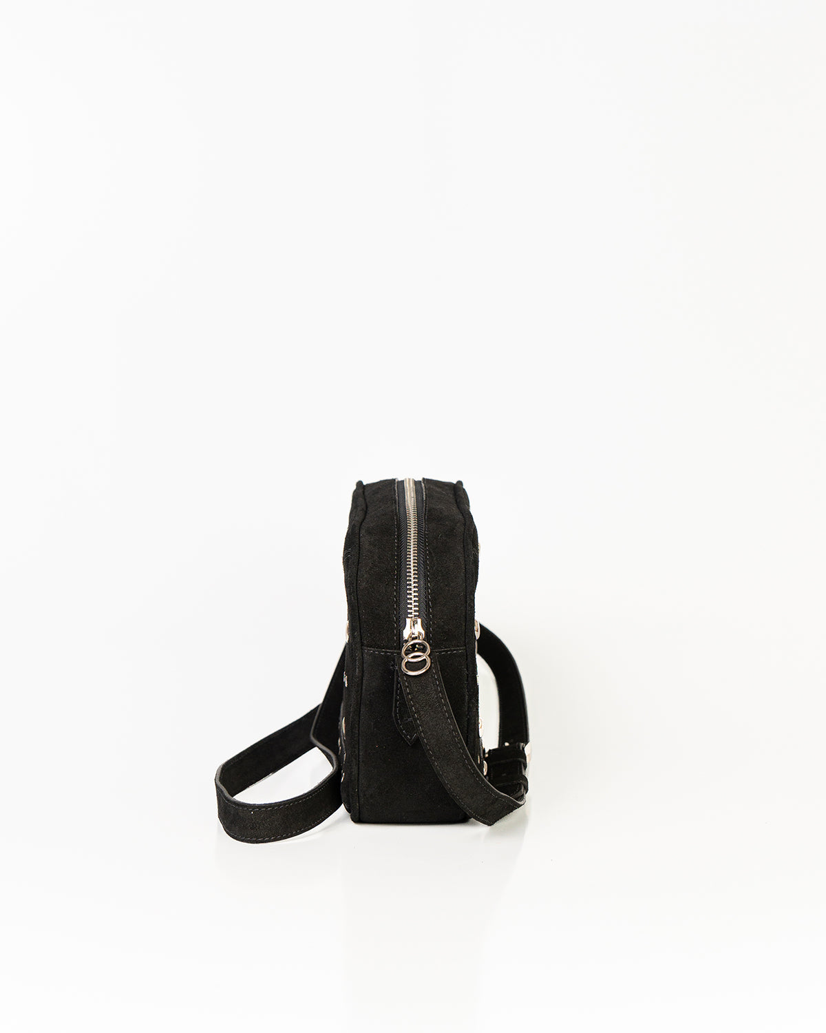 Bolsa Tiracolo Média Dara Ilhós Camurça Preta WOOW