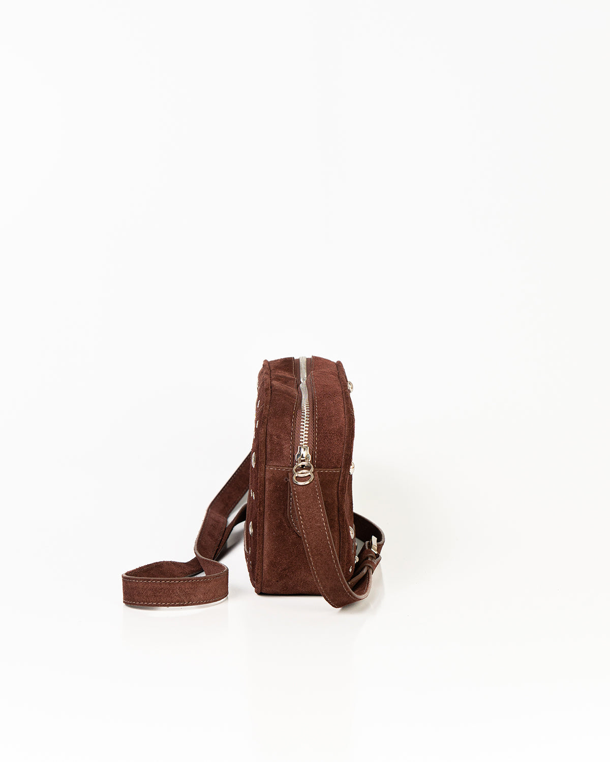 Bolsa Tiracolo Média Dara Ilhós Camurça Marrom WOOW