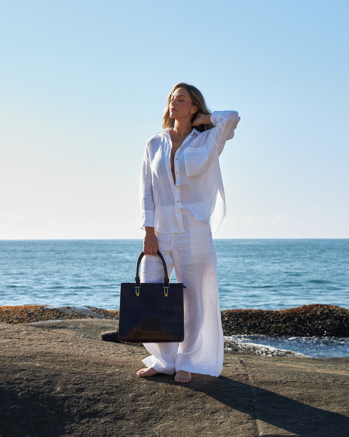 Bolsa Tote Gaia Couro Giant Croco Café WOOW