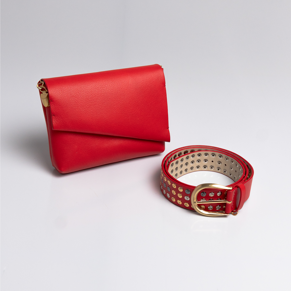 Kit Mini Bag Aya & Cinto Betina Tachas Fast Bundle
