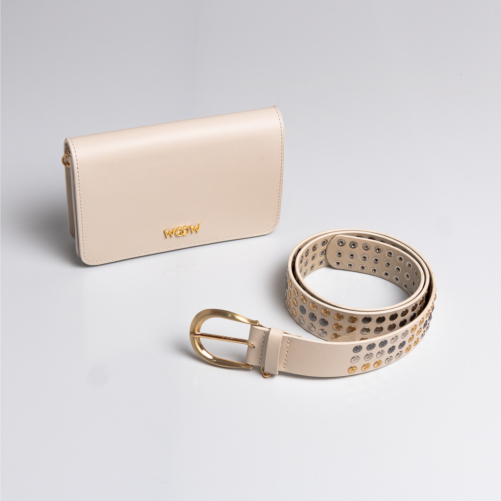 Kit Mini Bag Aura & Cinto Betina Tachas Fast Bundle